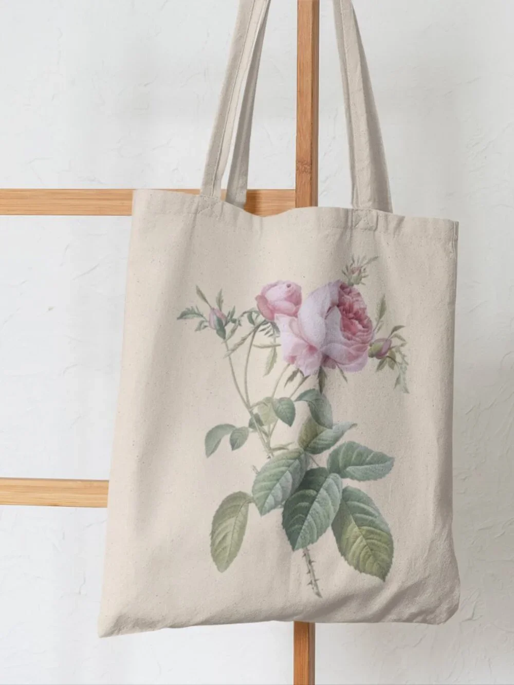 Rose De Mai Vintage Floral Print Graphic Canvas Tote Bag